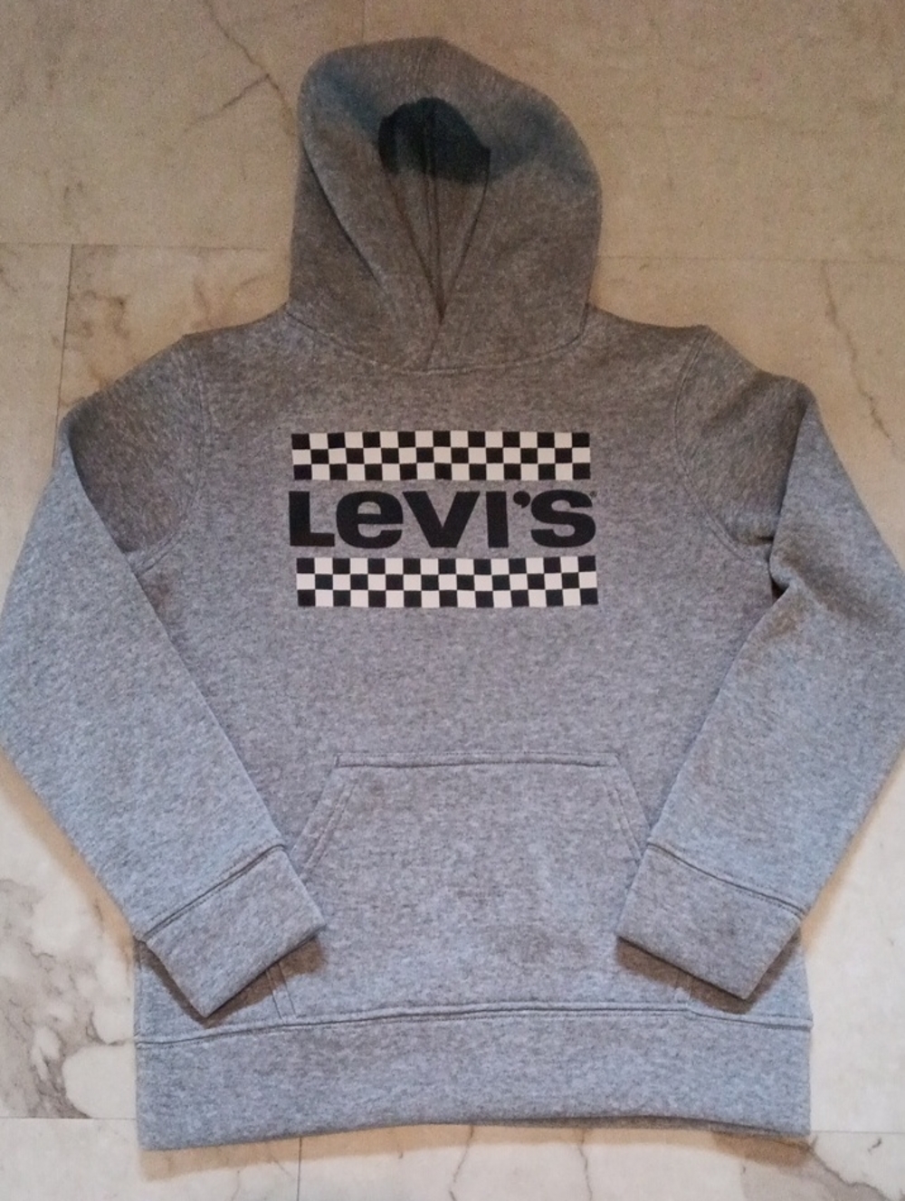 Levi's Gray Pullover Hoodie with Checkerboard Logo